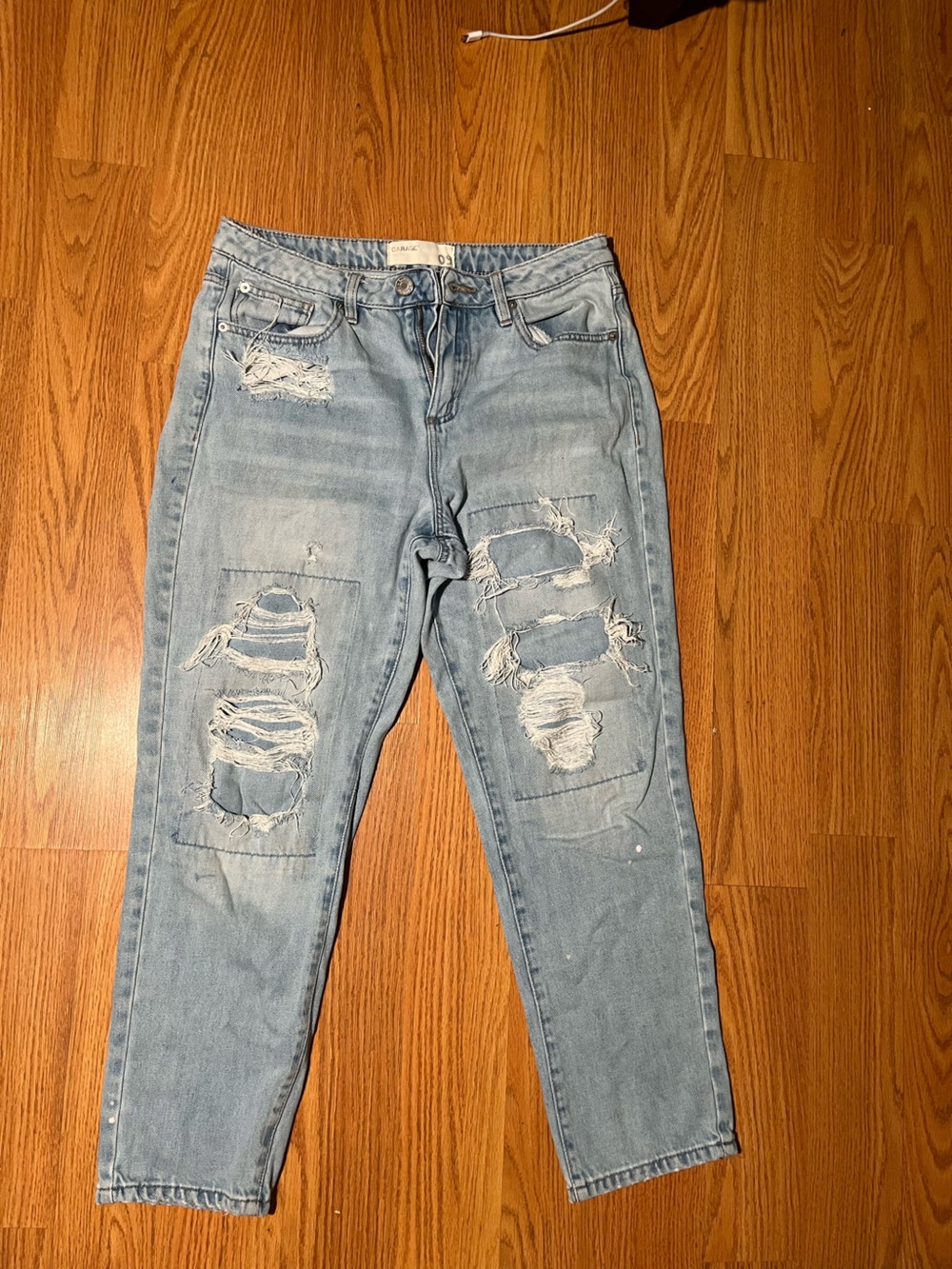 Garage Women’s Light Blue Distressed Mom Jeans